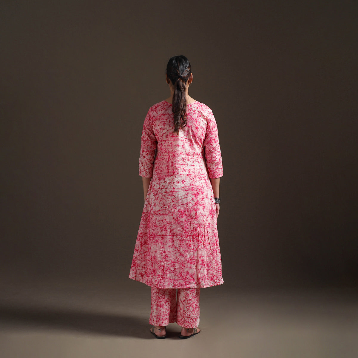 Hand Batik Print Cotton A-Line Kurta with Palazzo Set for women 06