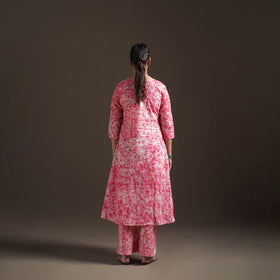 Hand Batik Print Cotton A-Line Kurta with Palazzo Set for women 06