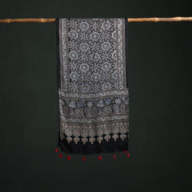 Modal Silk Ajrakh Hand Block Print Natural Dyed Stole 33