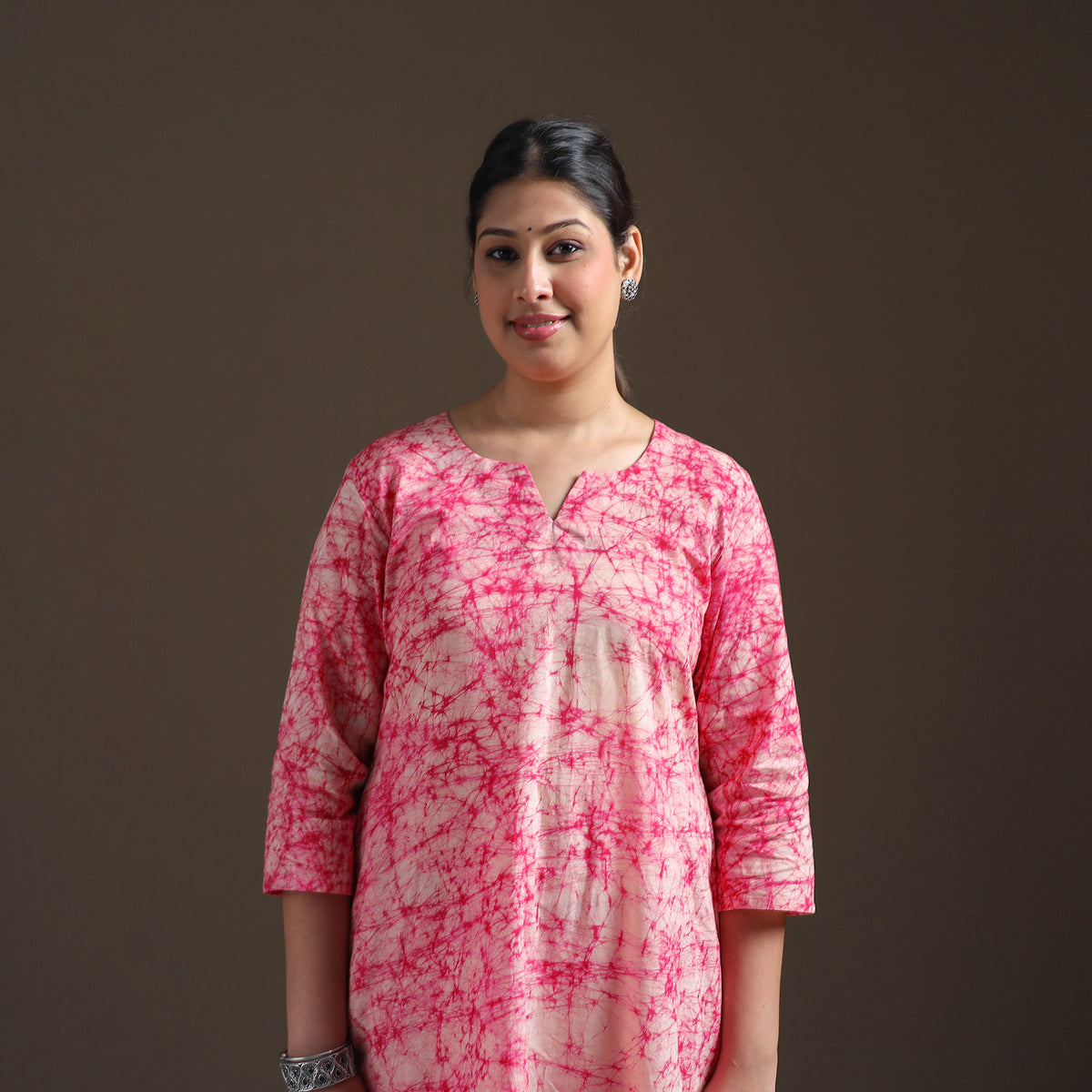 Hand Batik Print Cotton A-Line Kurta with Palazzo Set for women 06