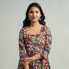 Buy Kalamkari Printed Tiered Cotton Dress Online at iTokri.com