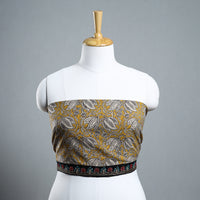 Yellow - Zardozi Hand Embroidered Kalamkari Cotton Blouse Piece 22