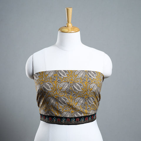 Yellow - zardozi hand embroidered kalamkari cotton blouse