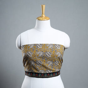 Yellow - zardozi hand embroidered kalamkari cotton blouse