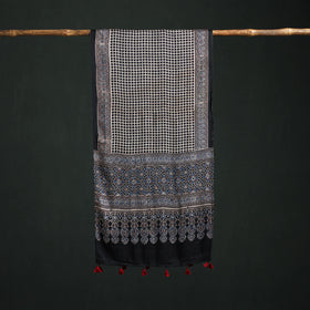 Modal Silk Ajrakh Hand Block Print Natural Dyed Stole 32