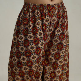 Buy Red Flared Cotton Block Print Kalamkari Kurta Set