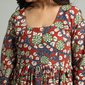 Buy Kalamkari Printed Tiered Cotton Dress Online at iTokri.com