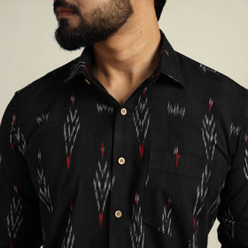 Buy Black Full Sleeve Men Cotton Pochampally Ikat Shirt