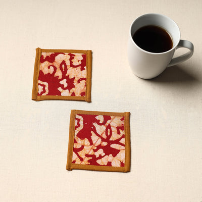 Red Handmade Cotton Coasters (Set of 2)