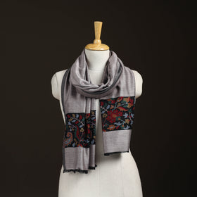 Plain Modal Silk Stole with Woven Border for Women 02