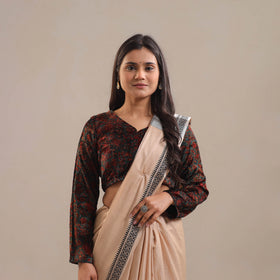Green Velvet Natural Dyed Ajrakh Print Blouse 