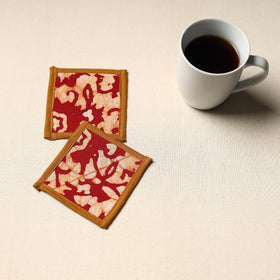 Red Handmade Cotton Coasters (Set of 2)