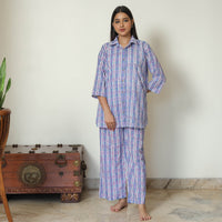 Blue - Sanganeri Block Printed Cotton Night Suit Set 15