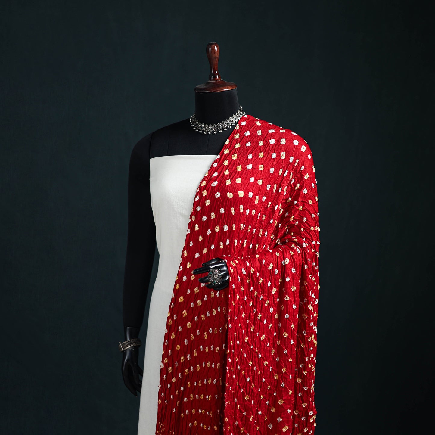 Kutch Lagdi Patta Border Modal Silk Bandhani Dupatta 07