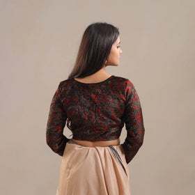 Green Velvet Natural Dyed Ajrakh Print Blouse 