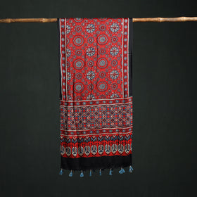 Modal Silk Ajrakh Hand Block Print Natural Dyed Stole 28