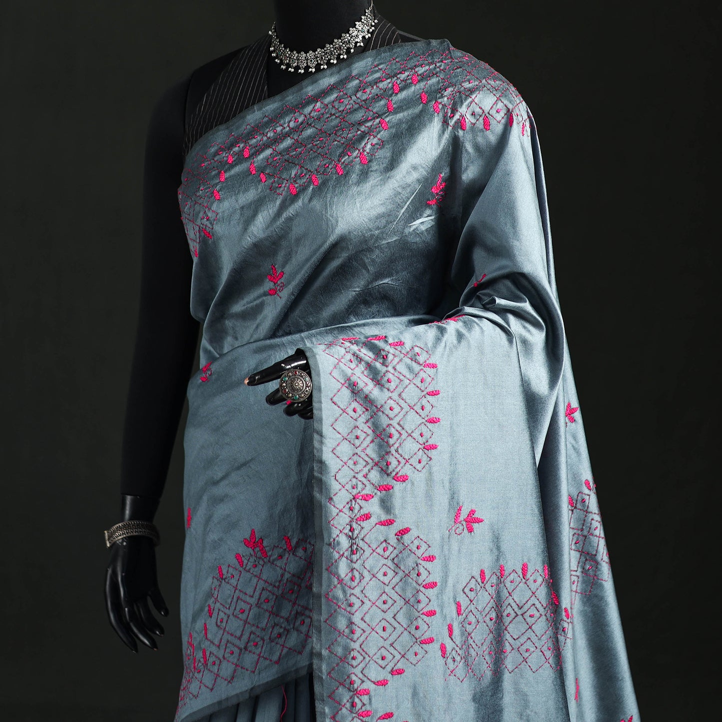 Hand Embroidered Silk Saree 33