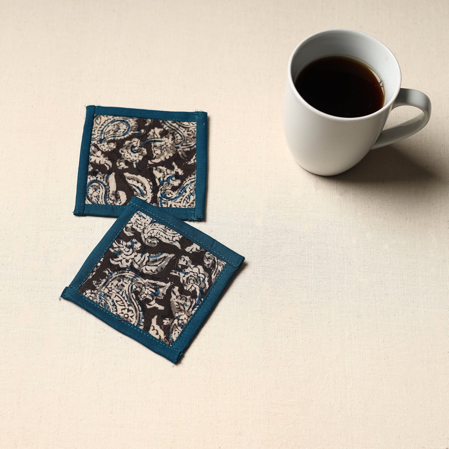 Black Handmade Cotton Coasters (Set of 2)