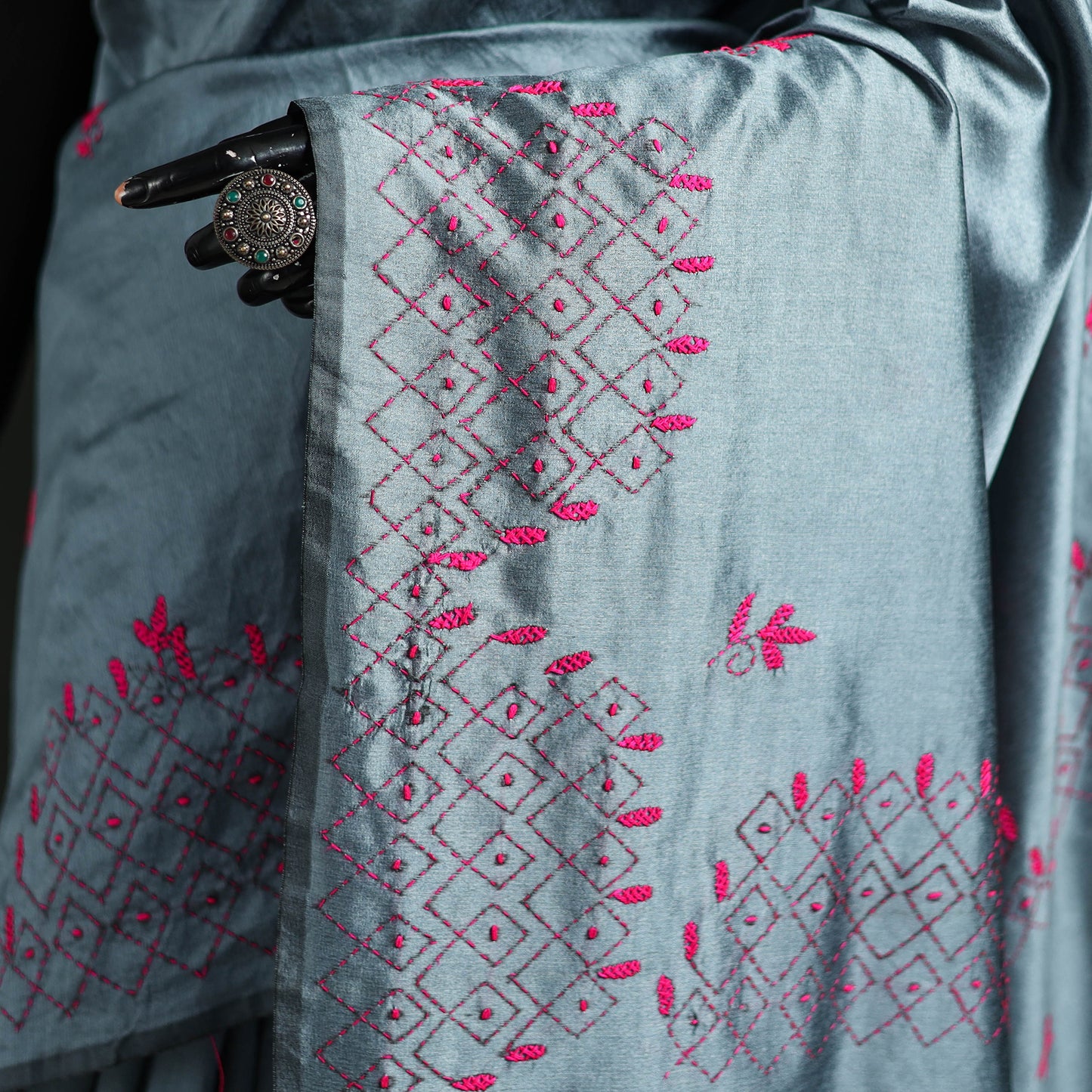 Hand Embroidered Silk Saree 33
