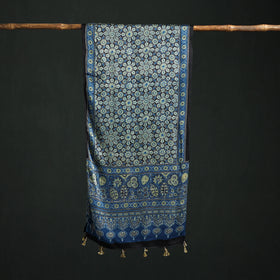 Modal Silk Ajrakh Hand Block Print Natural Dyed Stole 27