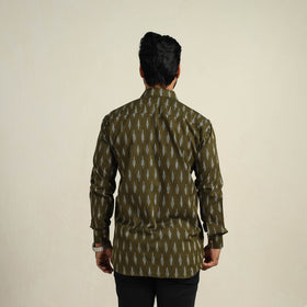  Green Full Sleeve Men Cotton Pochampally Ikat Shirt