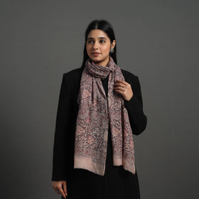 Black - pedana kalamkari wool stole 13 - handcrafted