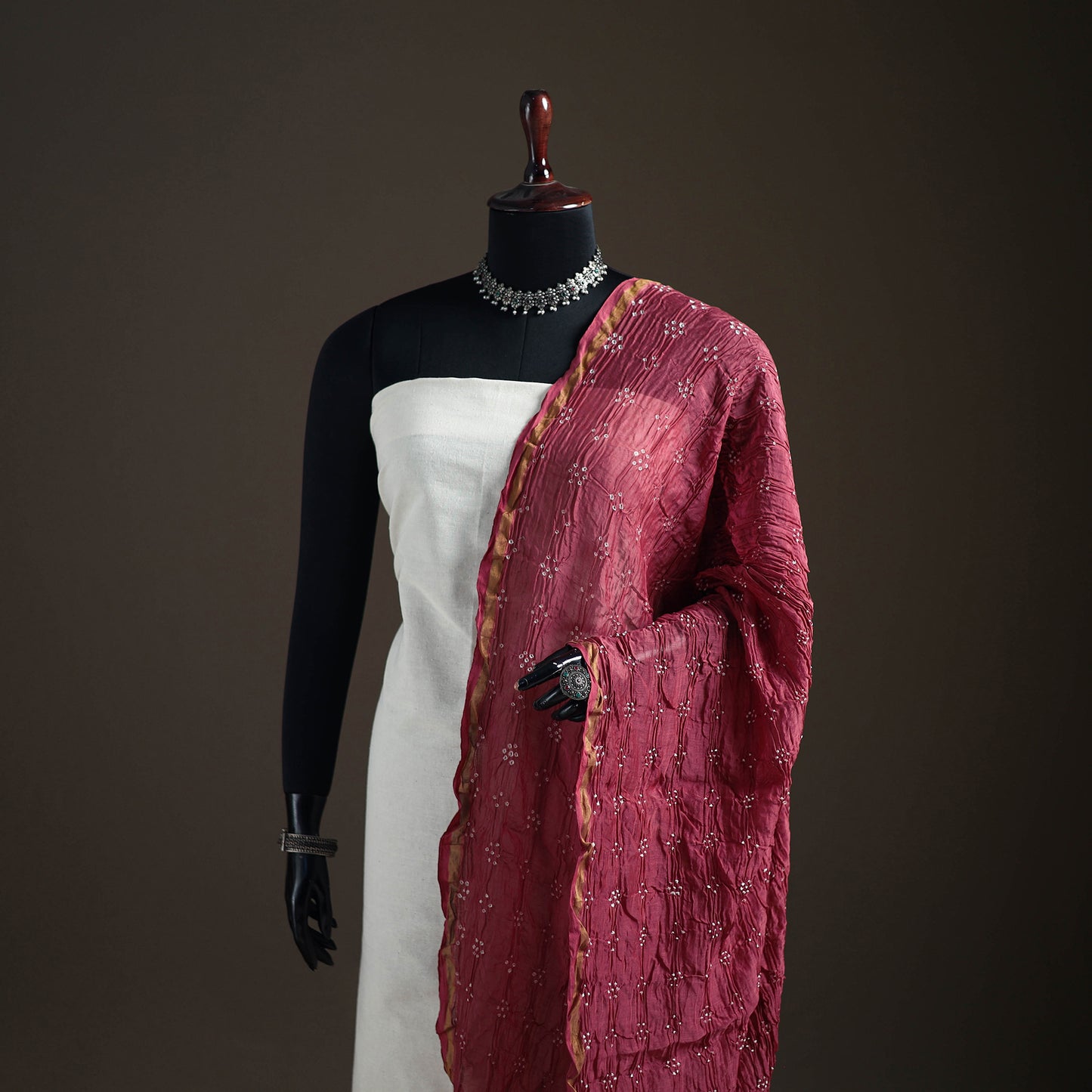 Kutch Bandhani Dupatta in Chanderi Silk 02