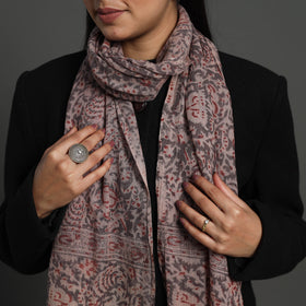 Black - pedana kalamkari wool stole 13 - handcrafted