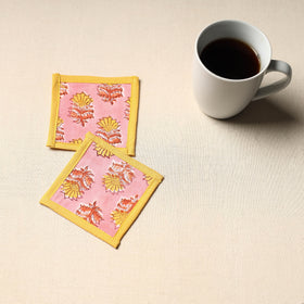 Pink Handmade Cotton Coasters (Set of 2)