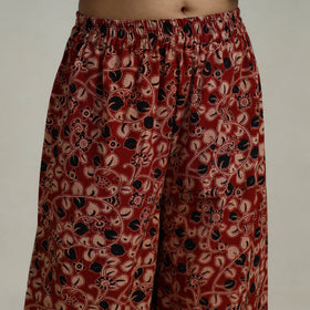 Buy Red Flared Cotton Block Print Kalamkari Kurta Set