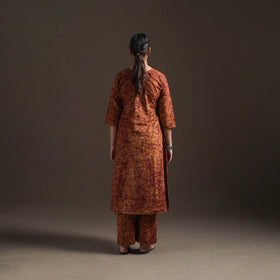 Hand Batik Print Cotton A-Line Kurta with Palazzo Set for women 04