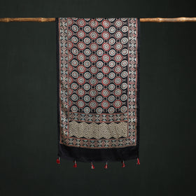 Modal Silk Ajrakh Hand Block Print Natural Dyed Stole 25