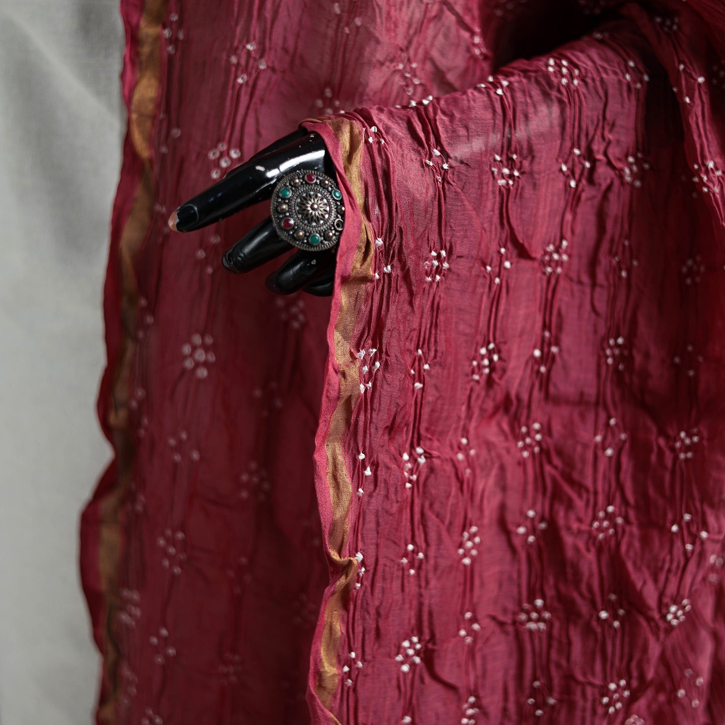 Kutch Bandhani Dupatta in Chanderi Silk 02