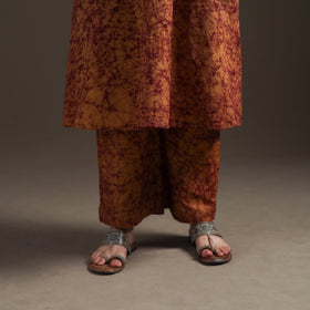 Hand Batik Print Cotton A-Line Kurta with Palazzo Set for women 04