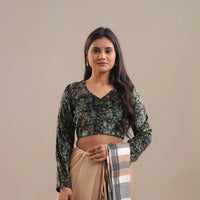 Velvet Natural Dyed Ajrakh Print Blouse 13