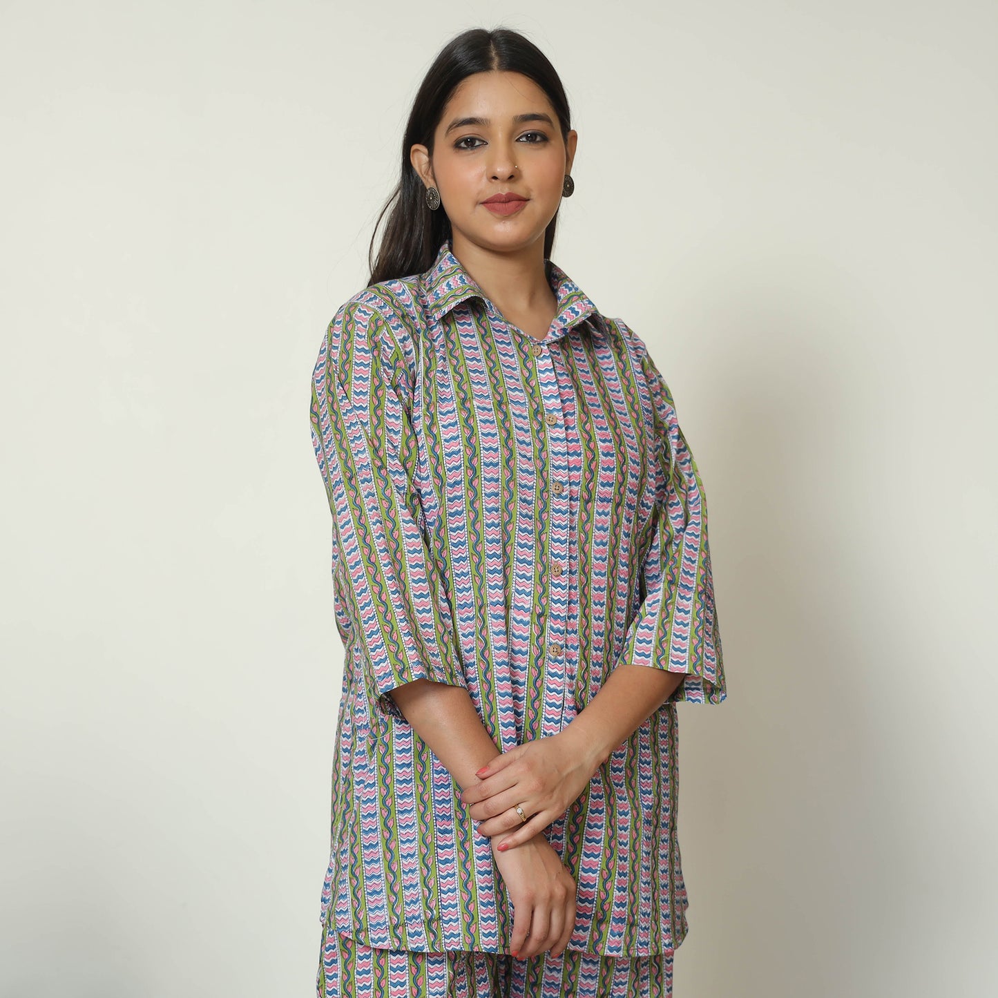 Multicolor - Sanganeri Block Printed Cotton Night Suit Set 16