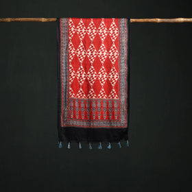 Modal Silk Ajrakh Hand Block Print Natural Dyed Stole 23
