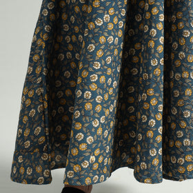 Blue - Kalamkari Printed Cotton A-Line Dress
