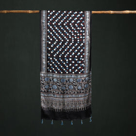 Modal Silk Ajrakh Hand Block Print Natural Dyed Stole 22