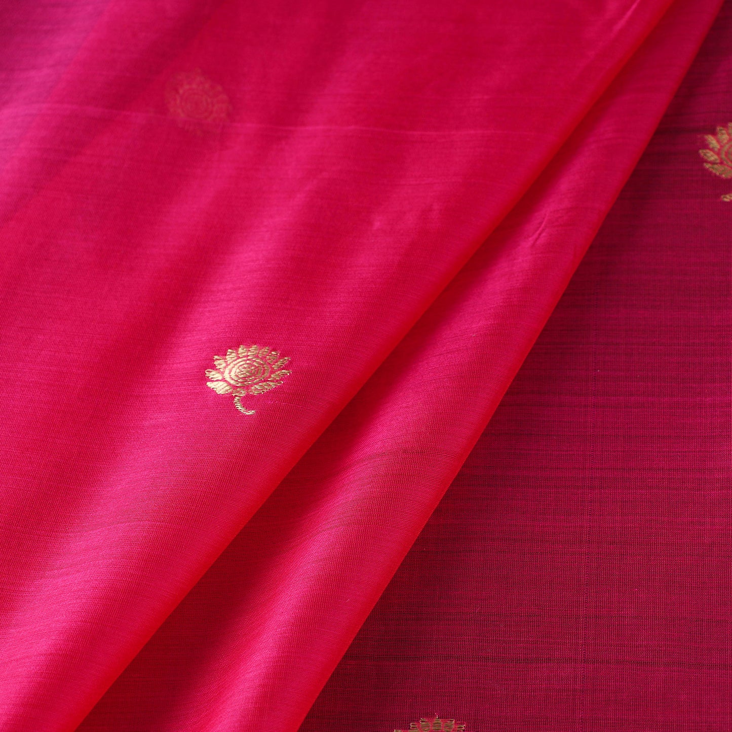 Pink - handloom silk cotton zari buti chanderi fabric 20