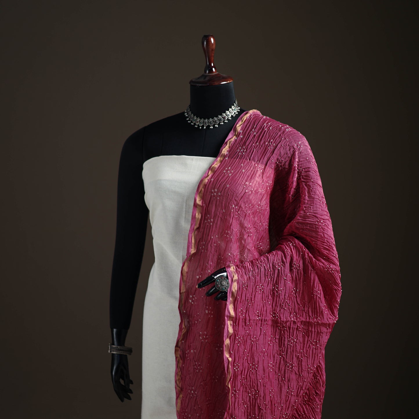 Kutch Bandhani Dupatta in Chanderi Silk 03