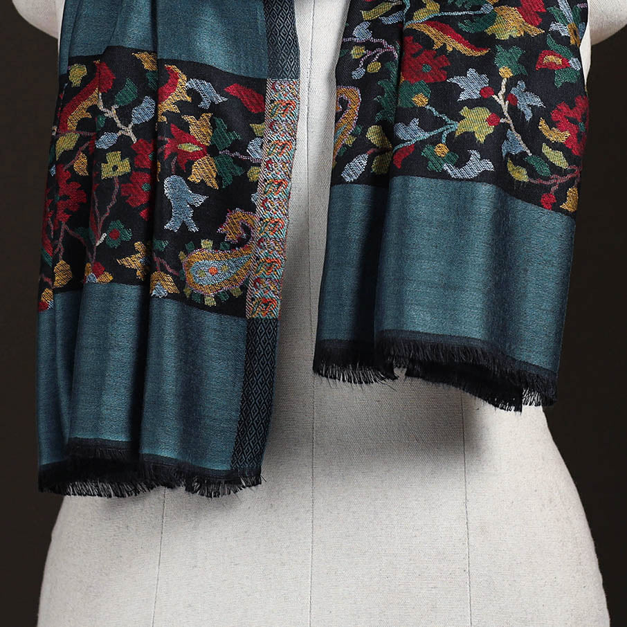 Plain Modal Silk Stole with Woven Border for Women 04