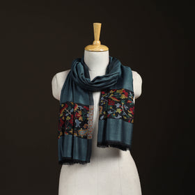 Plain Modal Silk Stole with Woven Border for Women 04