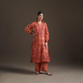 Hand Batik Print Cotton Straight Kurta with Palazzo Set for women 16