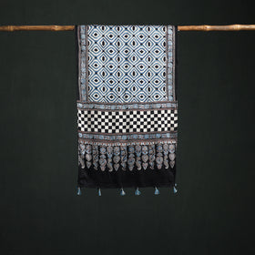 Modal Silk Ajrakh Hand Block Print Natural Dyed Stole 18