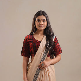 Velvet Natural Dyed Red Ajrakh Print Blouse 