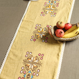 Yellow - tribal hand embroidered table runner by kamli 10