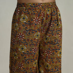 Buy Brown Flared Cotton Block Print Kalamkari Kurta Set