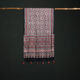 Modal Silk Ajrakh Hand Block Print Natural Dyed Stole 19