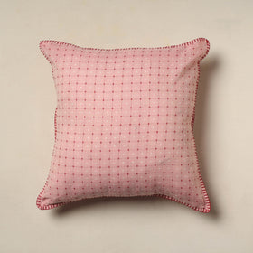 Pink Jacquard Cotton Hand Embroidery Cushion Cover (16 x 16 in) 10